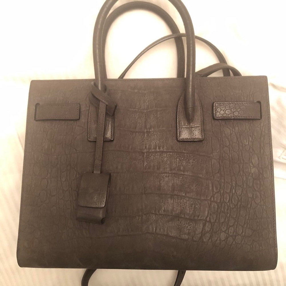 Saint Laurent Croc Embossed Sac du Jour